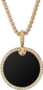 David Yurman Elements 18K Gold Disc Pendant with Pavé Diamond Rim