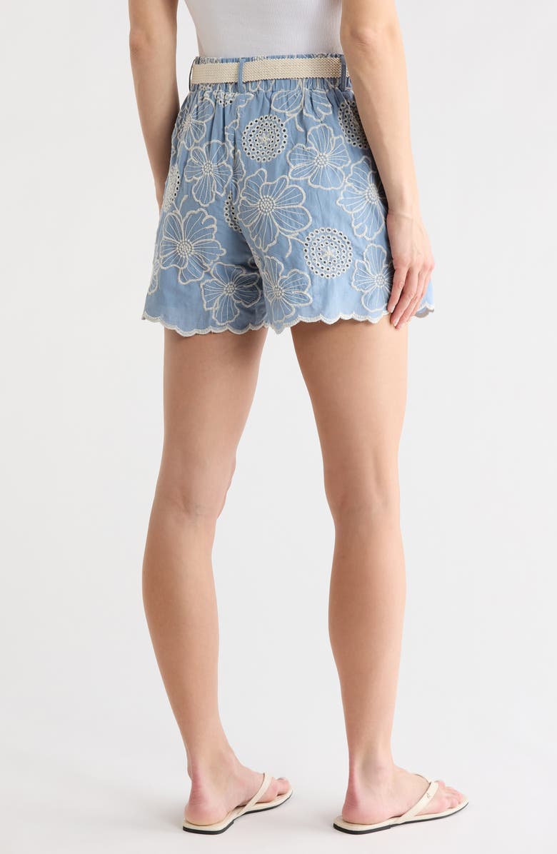 ELIE ELIE TAHARI Eyelet Embroidered Shorts, Alternate, color, Chambray/ Ivory