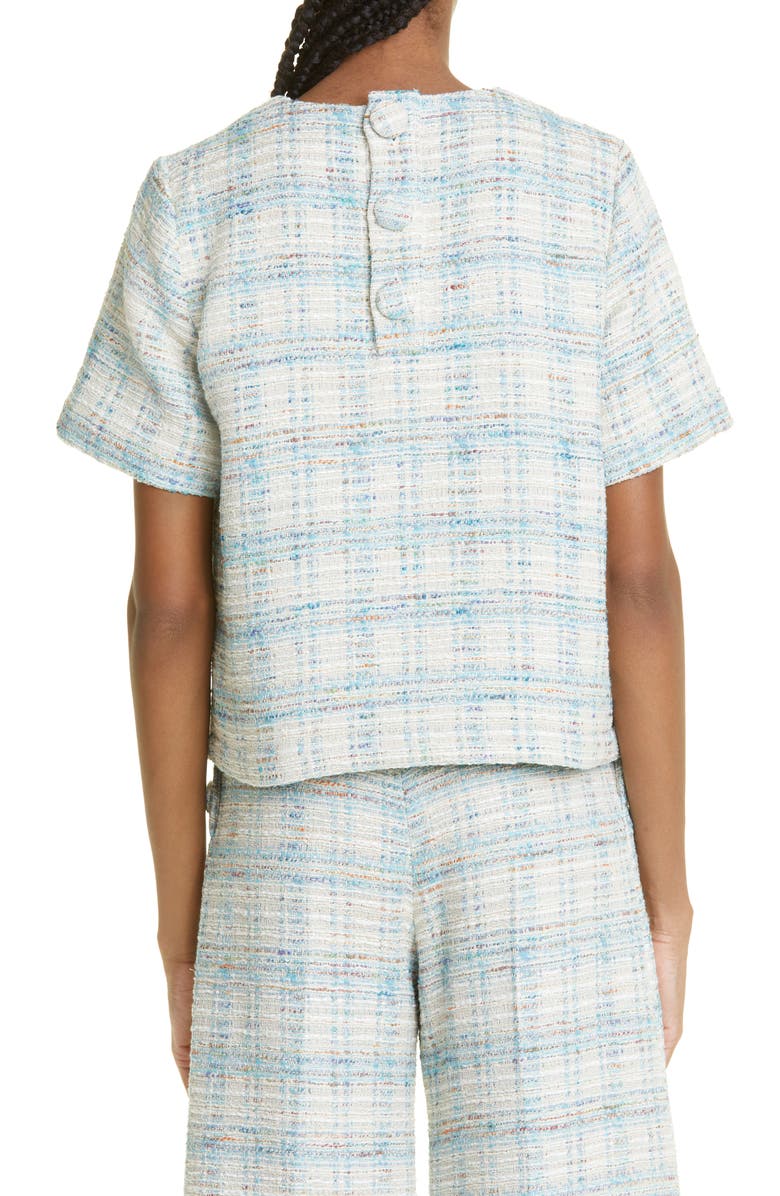 Lisa Marie Fernandez Cotton Blend Tweed Boxy Top, Alternate, color, Blue Tweed
