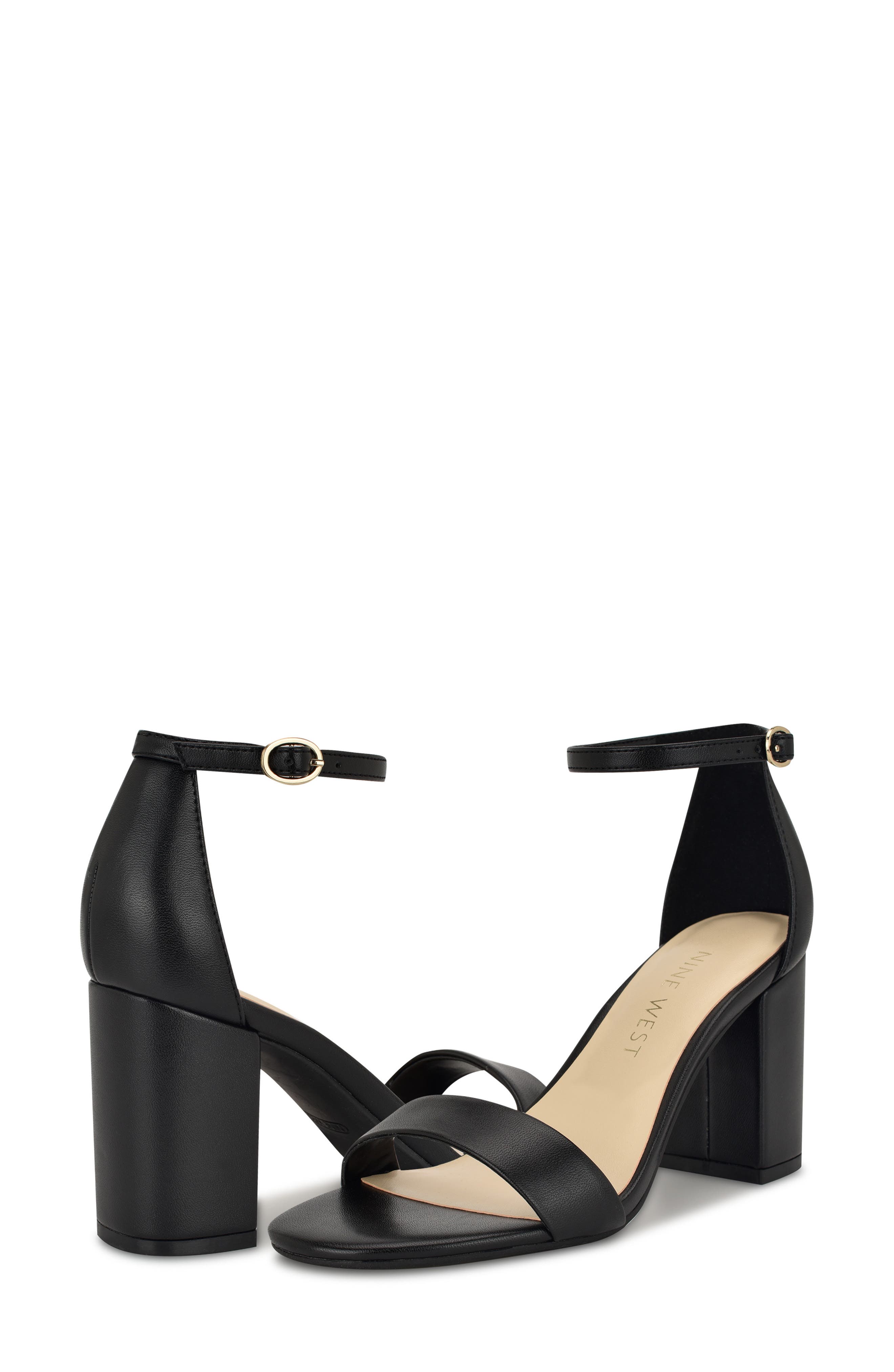 Nine West Tanela Ankle Strap Sandal, Alternate, color, Black