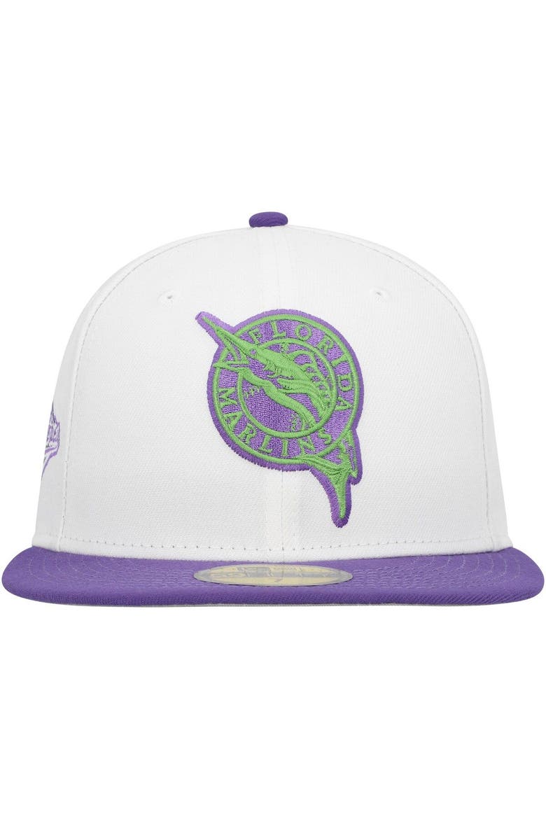 Men's New Era White Florida Marlins  Side Patch 59FIFTY Fitted Hat, Alternate, color, White