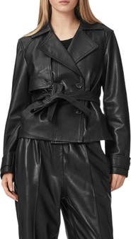 AllSaints Okena Cropped Leather Jacket