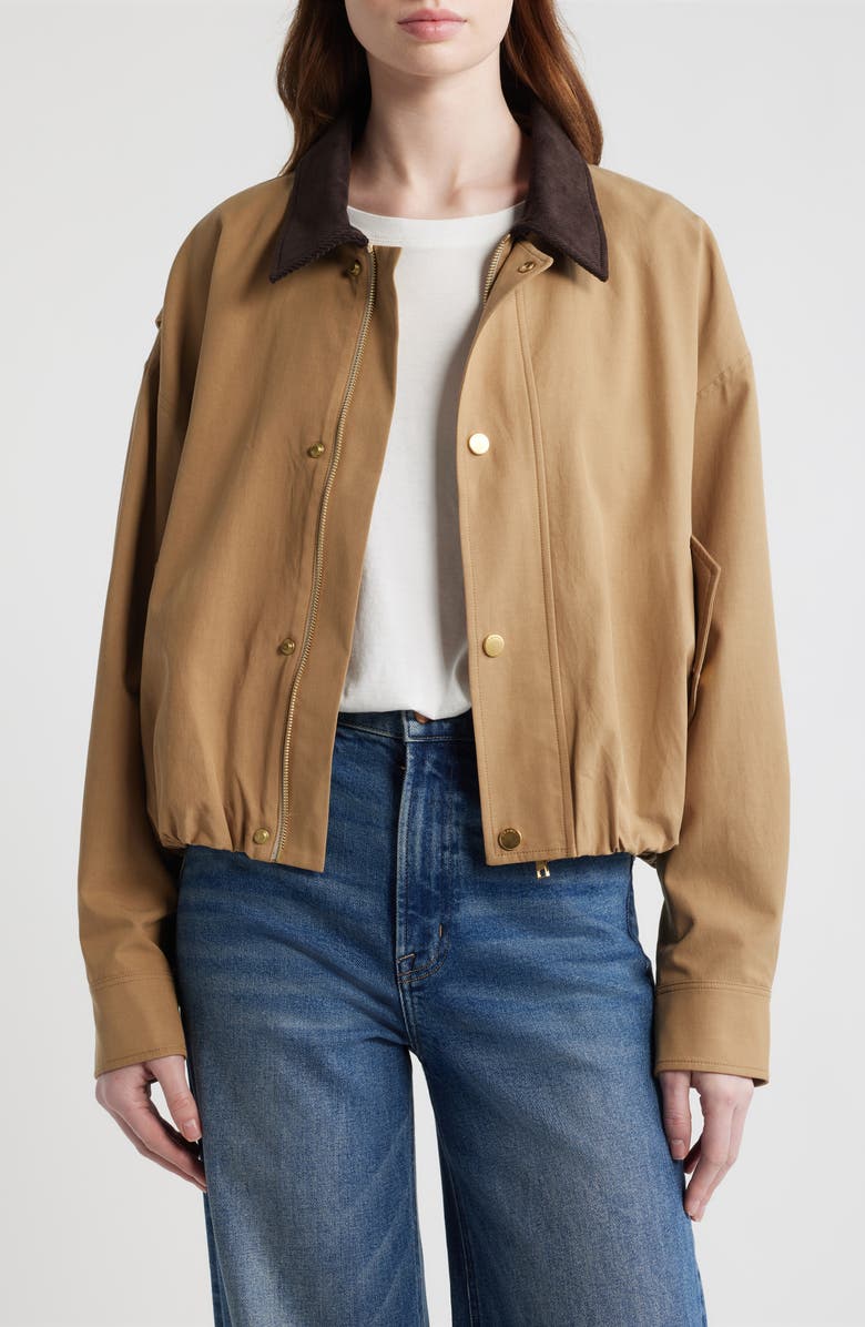 FRAME The Cord Collar Barn Jacket, Main, color, Camel