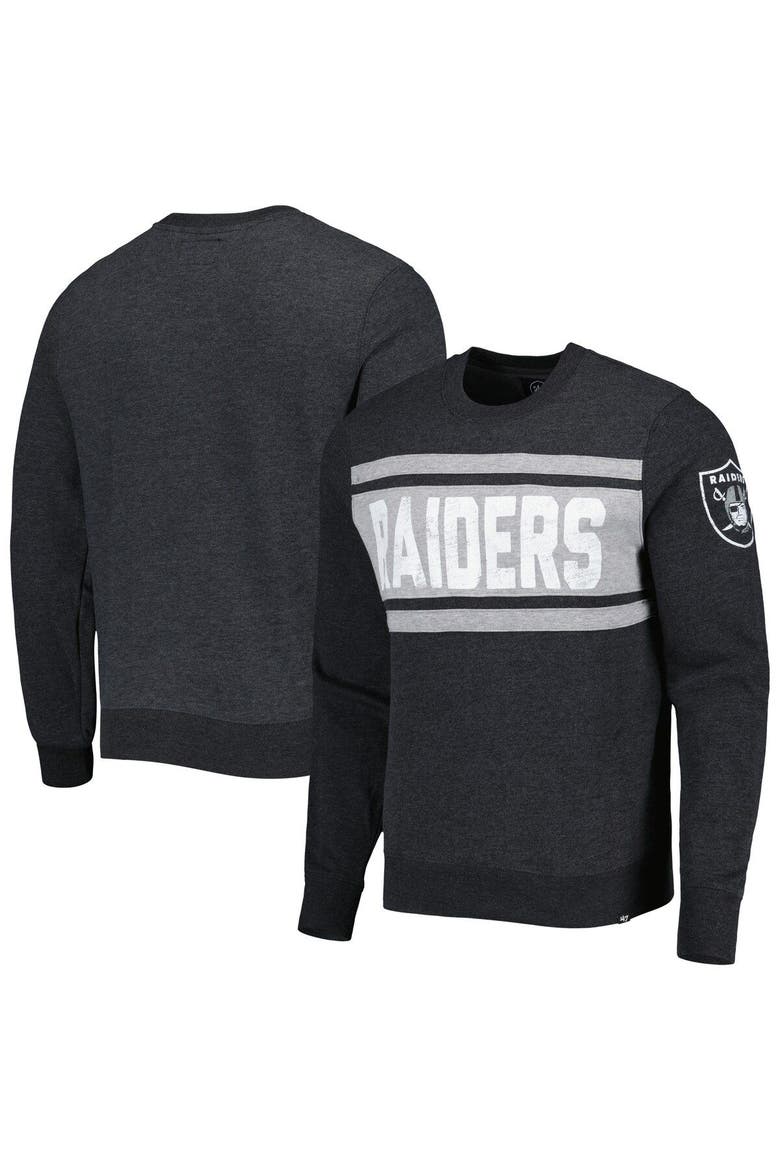 Men's '47 Heathered Black Las Vegas Raiders Bypass Tribeca Pullover Sweatshirt, Main, color, Black