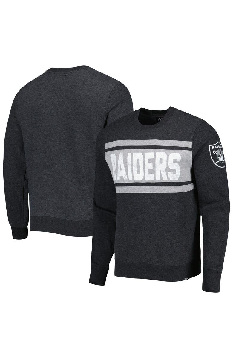 '47 Men's '47 Heathered Black Las Vegas Raiders Bypass Tribeca Pullover Sweatshirt, Main, color, Black