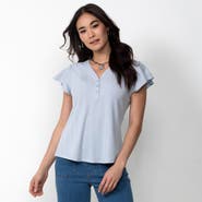 Single Stitch Flutter Sleeve Henley