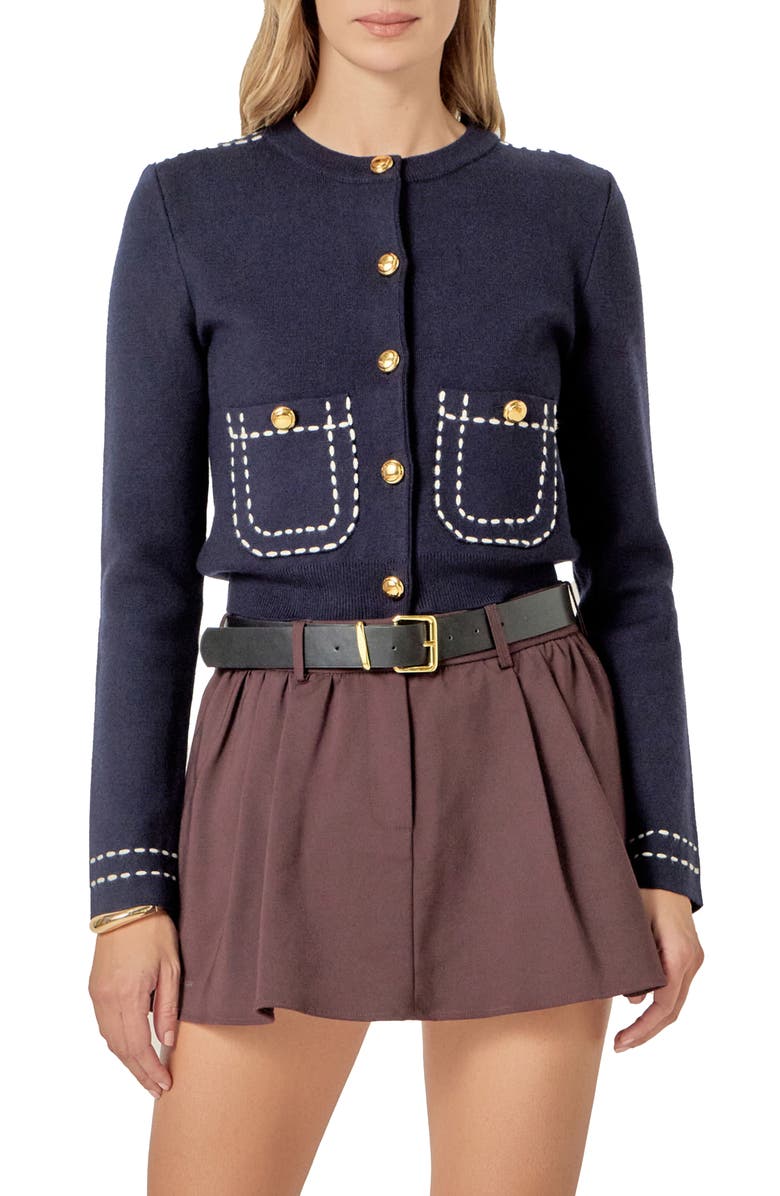 English Factory Stitch Detail Cardigan, Main, color,