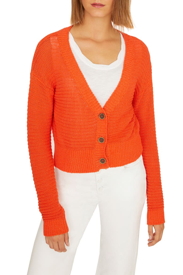 Summer Crop Cardigan, Main, color, INDIAN PAINTBRUSH
