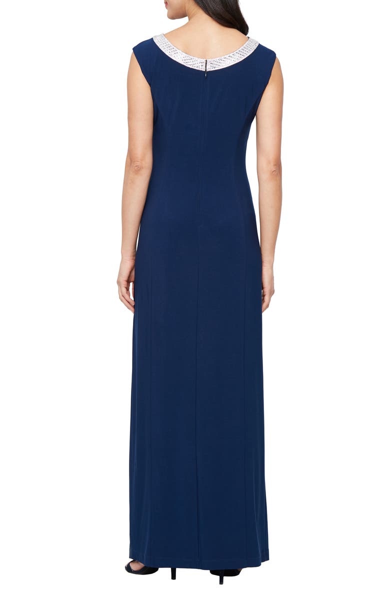 Alex Evenings Embellished Neck Gown, Alternate, color, Cobalt