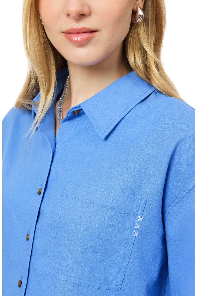 Linen Blend Crop Button-Up Shirt, Alternate, color, REGATTA
