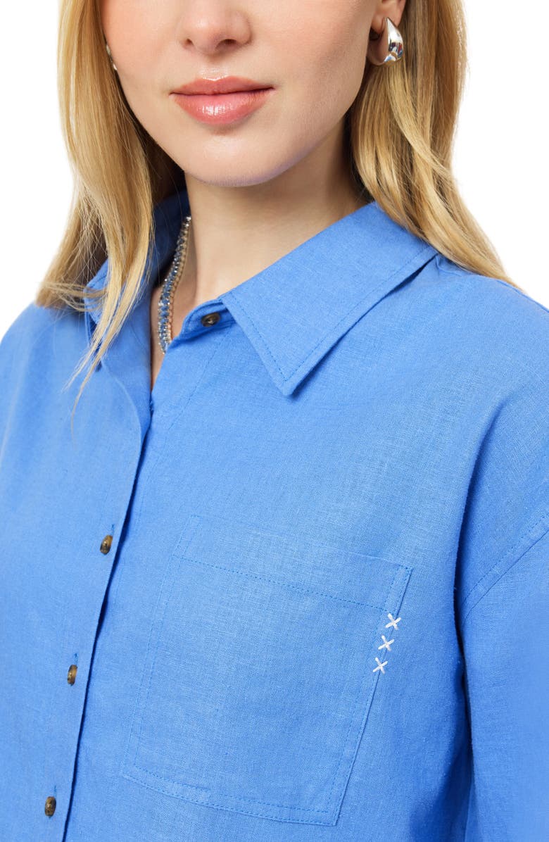 Scotch & Soda Linen Blend Crop Button-Up Shirt, Alternate, color,