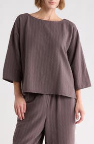 Eileen Fisher Bateau Neck Boxy Top