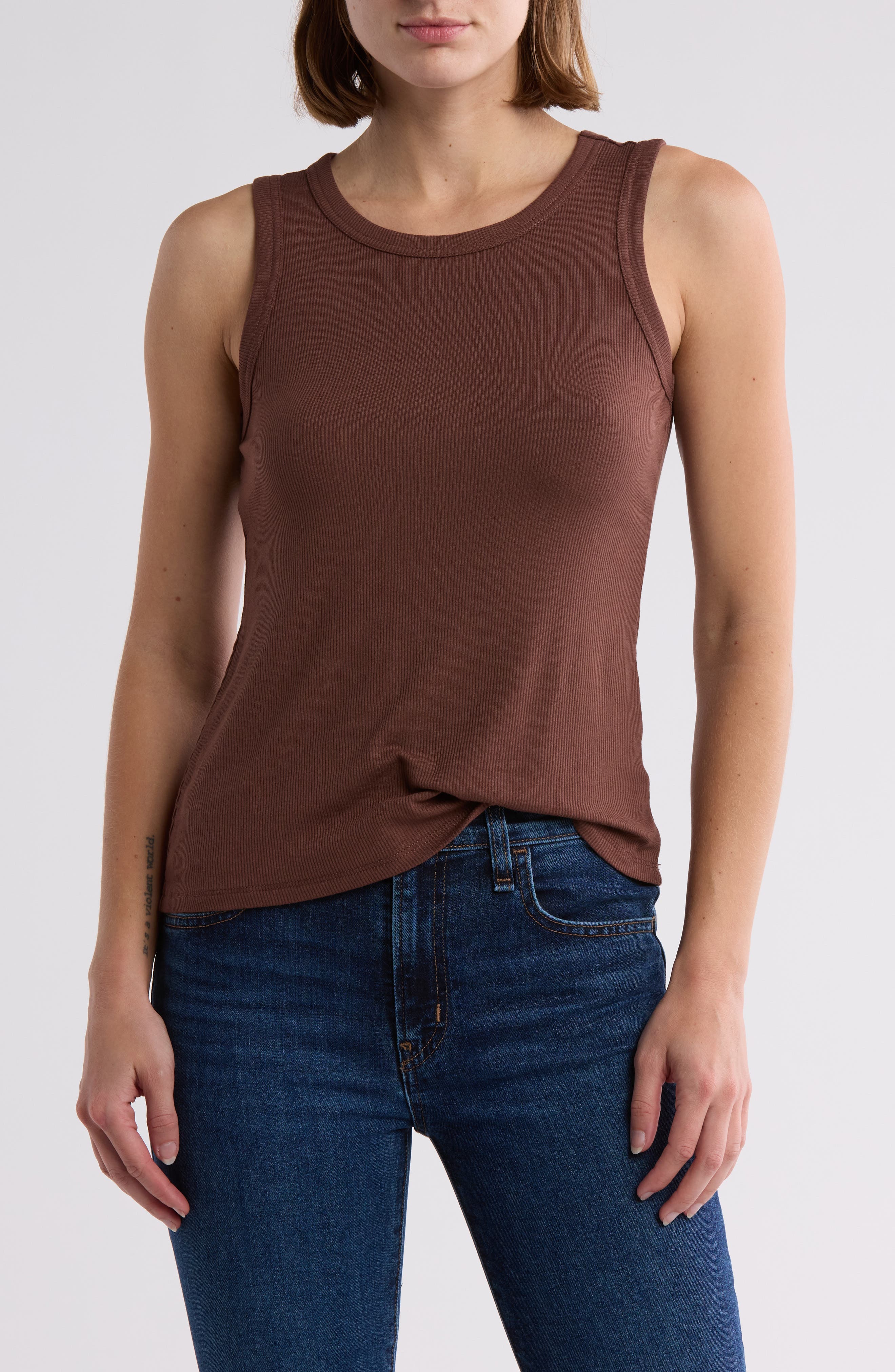 Halogen® Fitted Ribbed Tank Top
