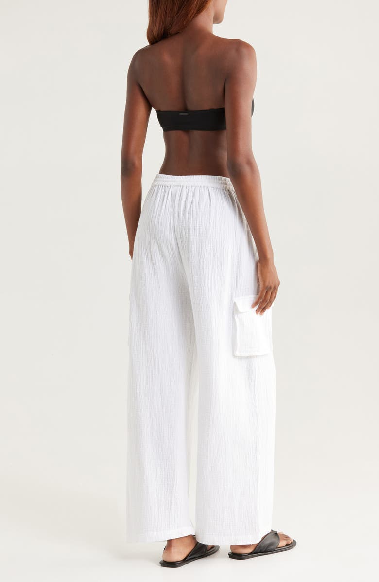 Nordstrom Cotton Gauze Cover-Up Cargo Pants, Alternate, color, White