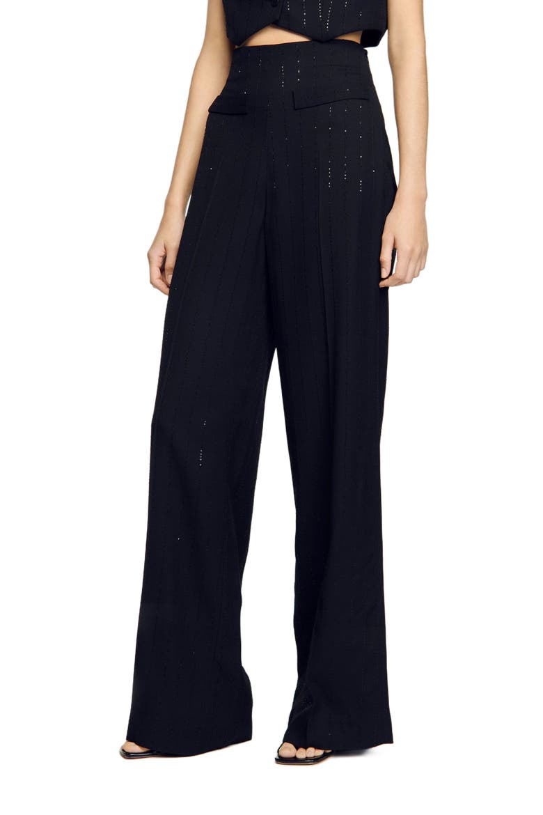 Sequinned suit trousers, Main, color, Black