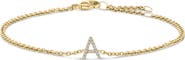 Haus of Brilliance 10K Gold Diamond Accent "A-Z" Initial Charm and Link Bracelet