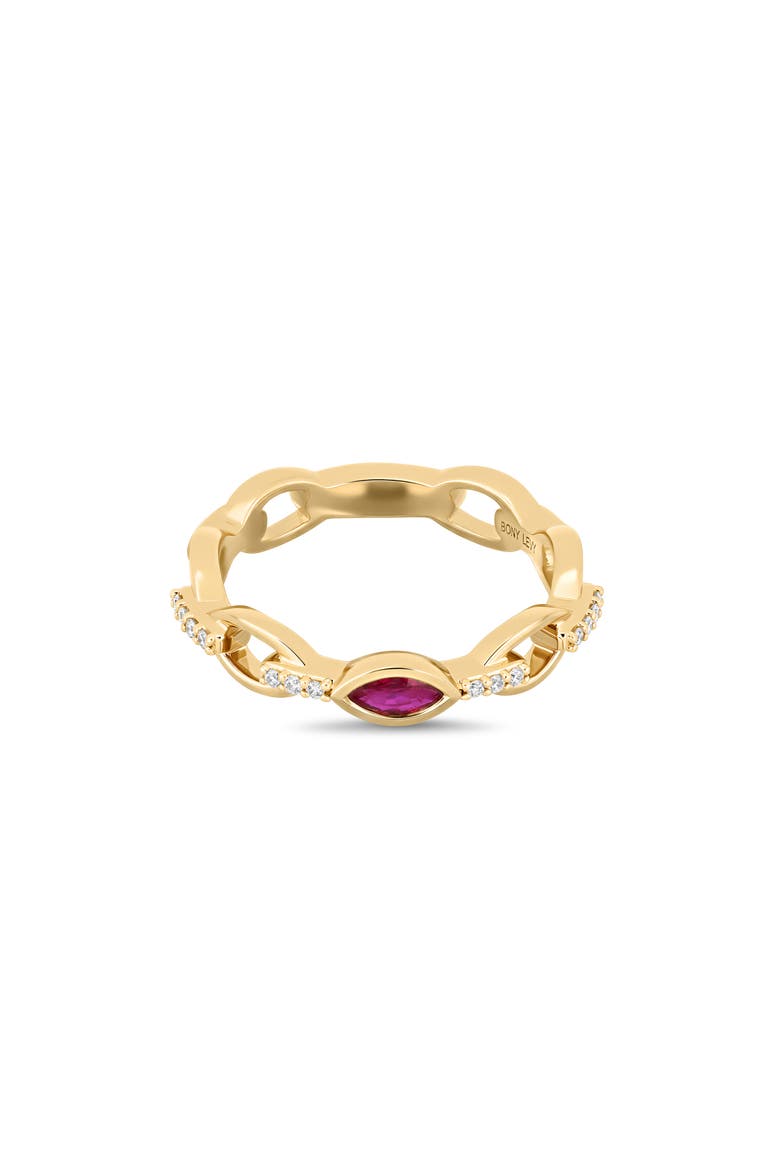 18K Gold El Mar Gemstone & Diamond Stackable Ring (Online Trunk Show), Alternate, color, 18K GOLD/DIAMOND/RUBY