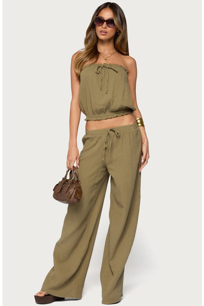 Viktoria Strapless Gauze Bubble Top, Alternate, color, OLIVE