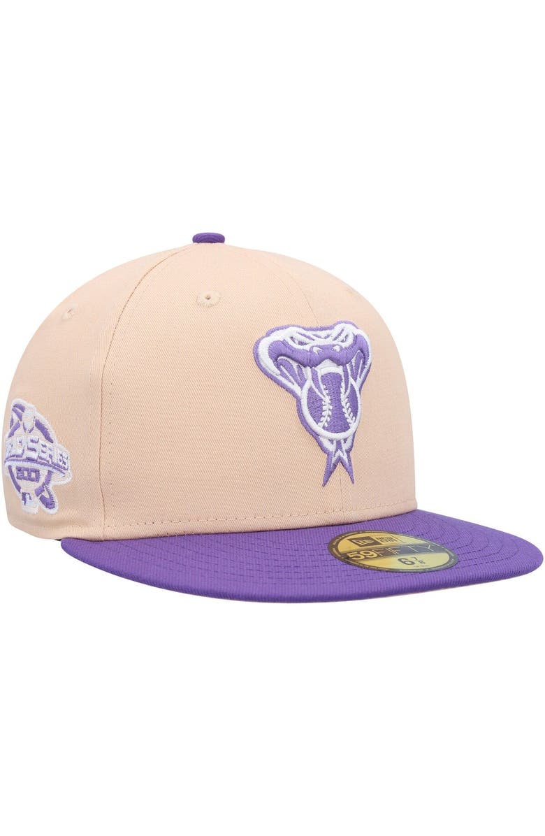 New Era Men's New Era Orange/Purple Arizona Diamondbacks 2001 World Series Side Patch 59FIFTY Fitted Hat, Main, color, 
