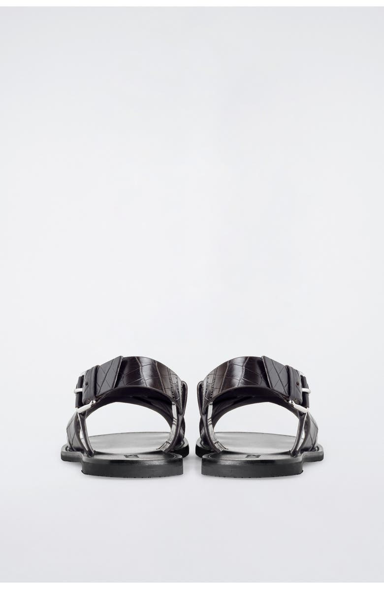 COS Woven Leather Sandals, Alternate, color, Brown / Croc Effect