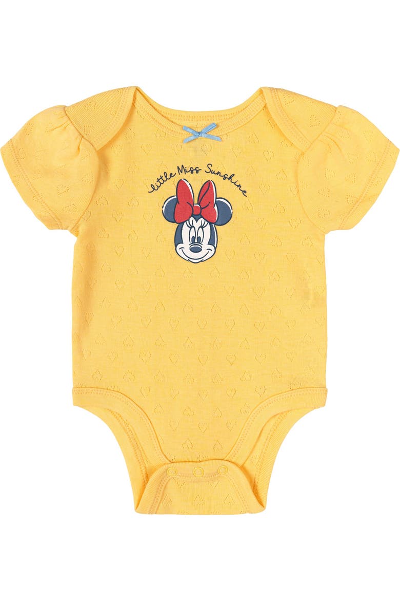 Minnie Mouse Girls' 5-Pack Short Sleeve Bodysuits, Alternate, color, Minnie Red Pink Yellow