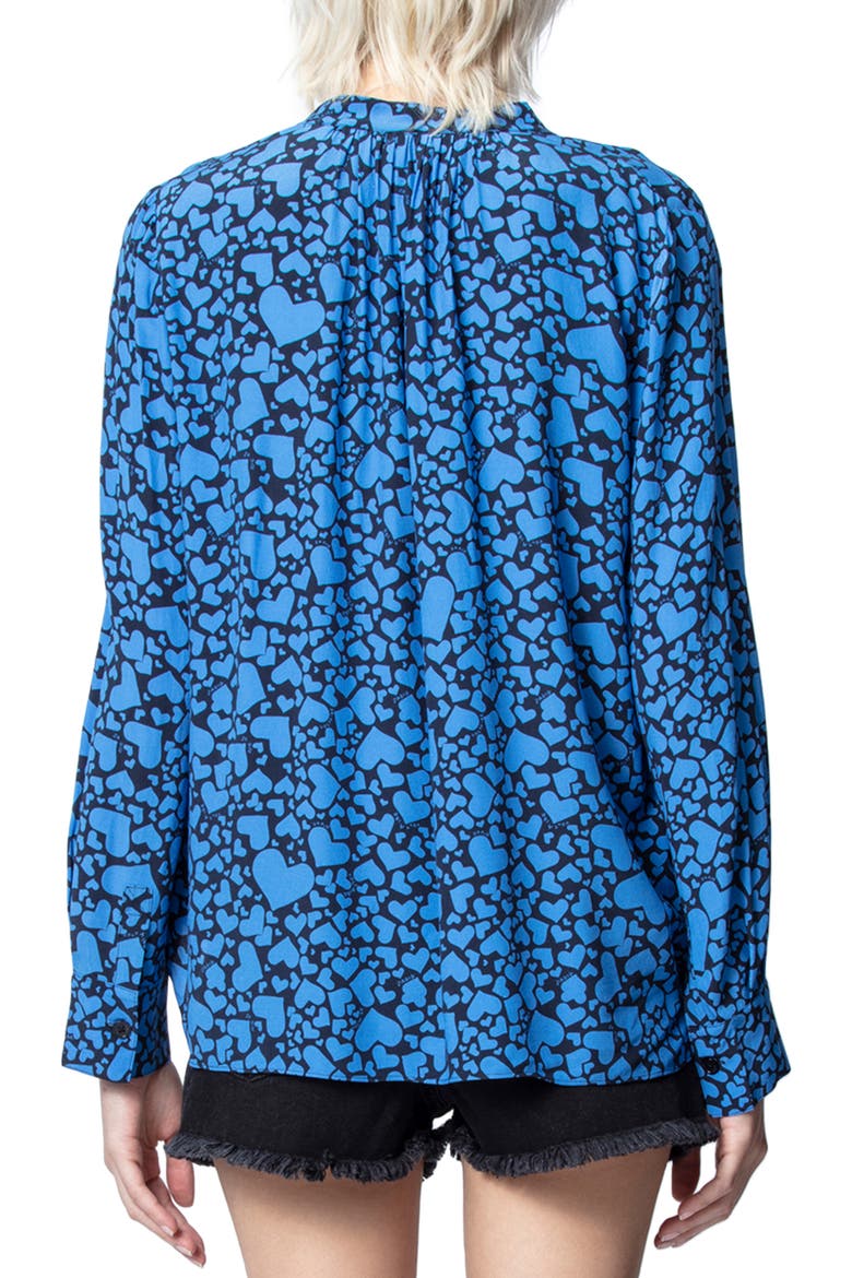 Tink Heart Print Long Sleeve Blouse, Alternate, color, BLEUET