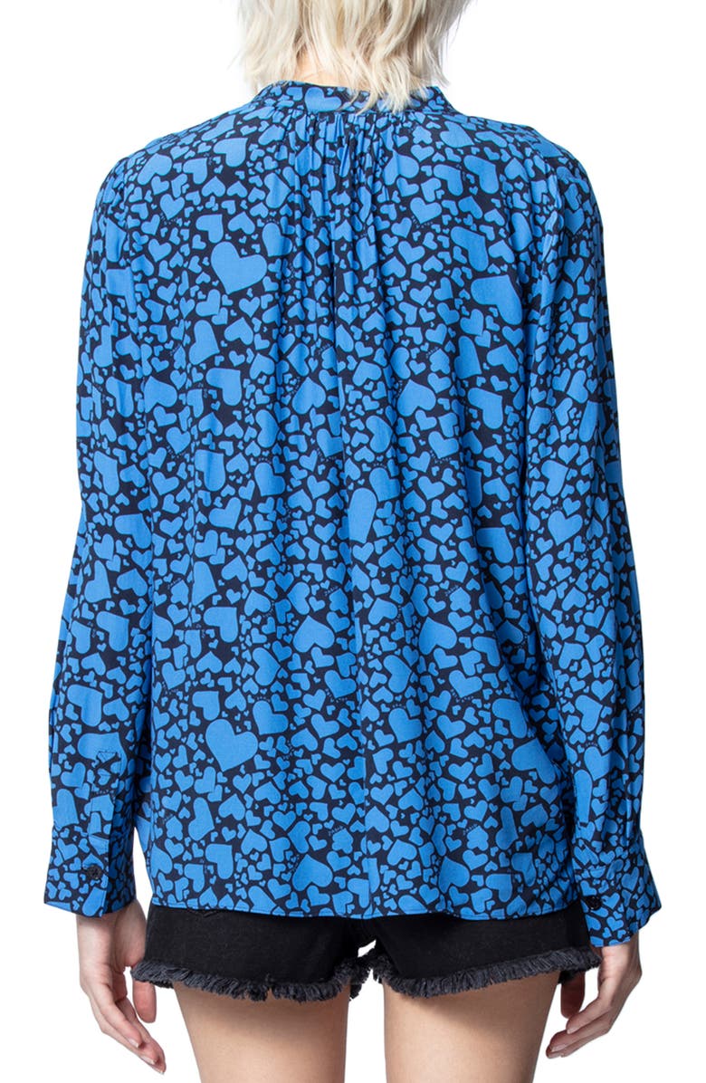 Zadig & Voltaire Tink Heart Print Long Sleeve Blouse, Alternate, color, 