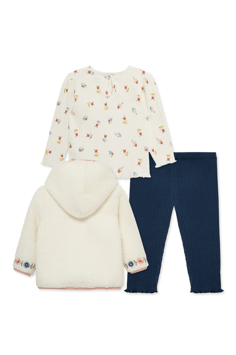 Kids' Embroidered 3-Piece High Pile Fleece Set, Alternate, color, WHITE/ BLUE