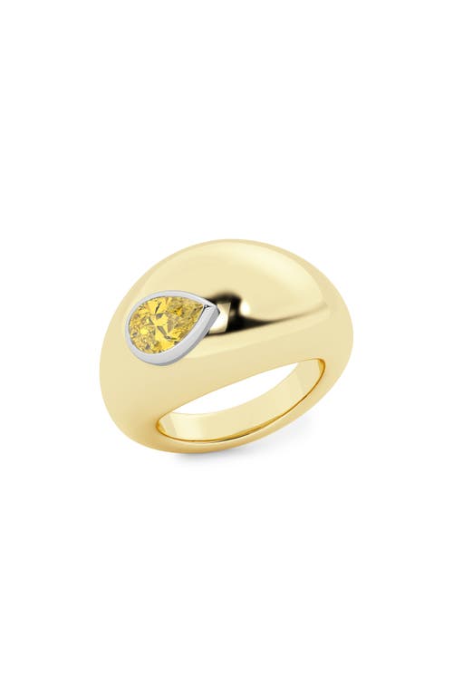 Hautecarat Yellow Lab Grow Diamond Dome Ring In Gold
