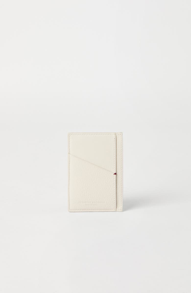 Brunello Cucinelli Calfskin card case, Alternate, color, Ivory