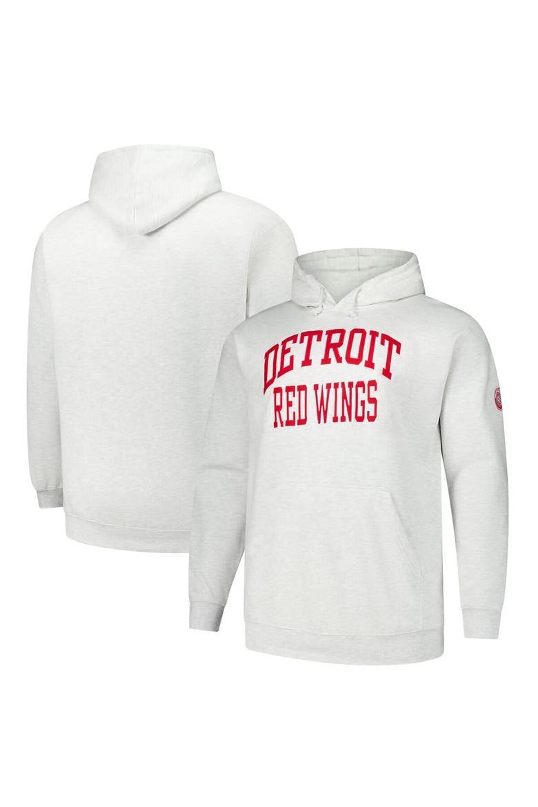 Men's Fanatics Heather Gray Detroit Red Wings Big & Tall Fleece Pullover Hoodie, Main, color, Heather Gray