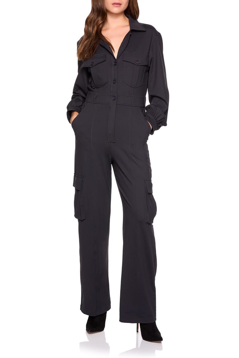 Long Sleeve Cargo Jumpsuit, Main, color, ONYX
