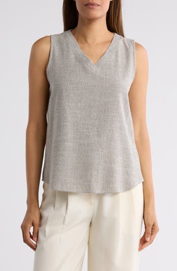 Shop Renee C Striped Tank Top In Grey