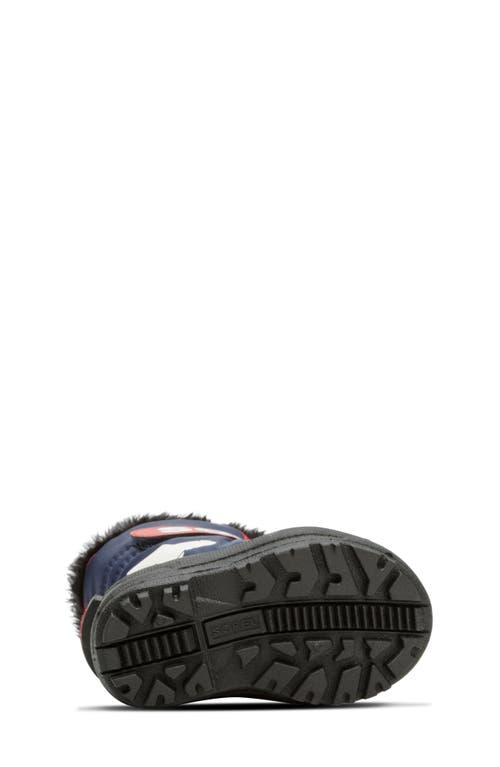 Sorel Blk/red Kids' Snow Commander Logo-strap Ankle Boot In Nocturnal/sail Red