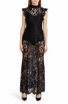 WAYF Cosette Semisheer Lace Maxi Skirt