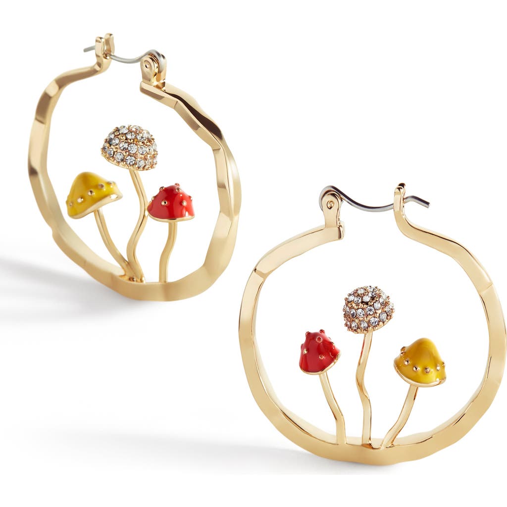 Mint & Lily Boho Mushroom Hoop Earrings In Gold