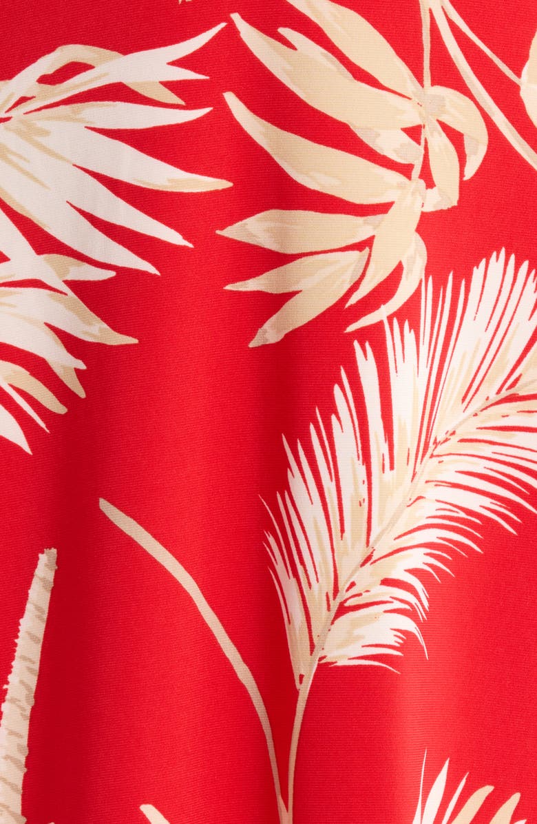 AK ANNE KLEIN Tropical Floral Print Sleeveless Midi Dress, Alternate, color, Begonia Red Mlt