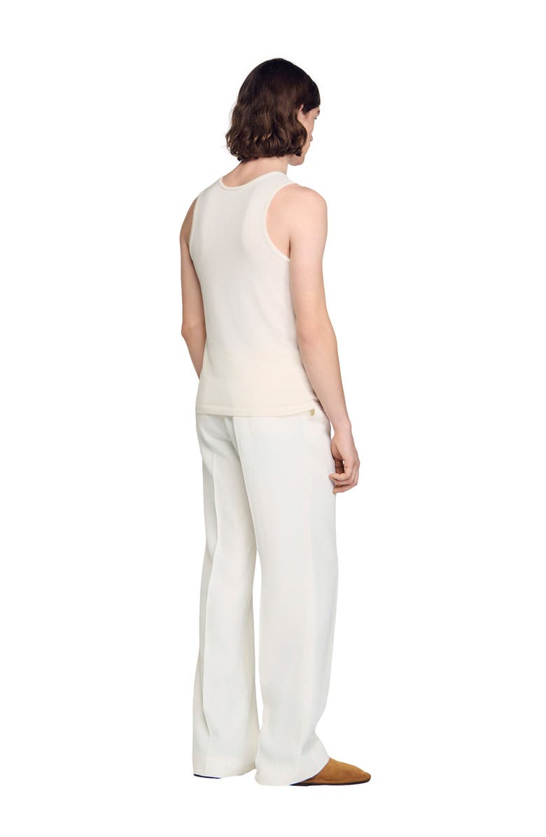 SANDRO Knit crew neck vest top, Alternate, color, White