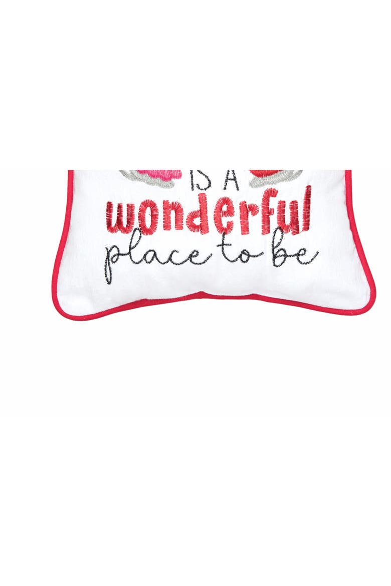 "Together Is A Wonderful Place to Be" Valentine's Day Mouse Cotton Blend Mini Accent Pillow 10" x 10", Alternate, color, White