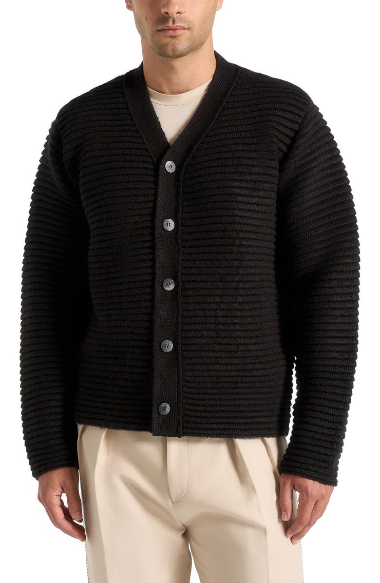 Manière De Voir Anton Ribbed Knit Cardigan, Alternate, color, 