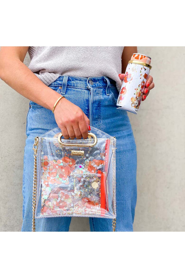 Spirit Squad Confetti Everything Pouch Makeup Bag Travel BagCosmetic Bag for Women, Alternate, color, Orange