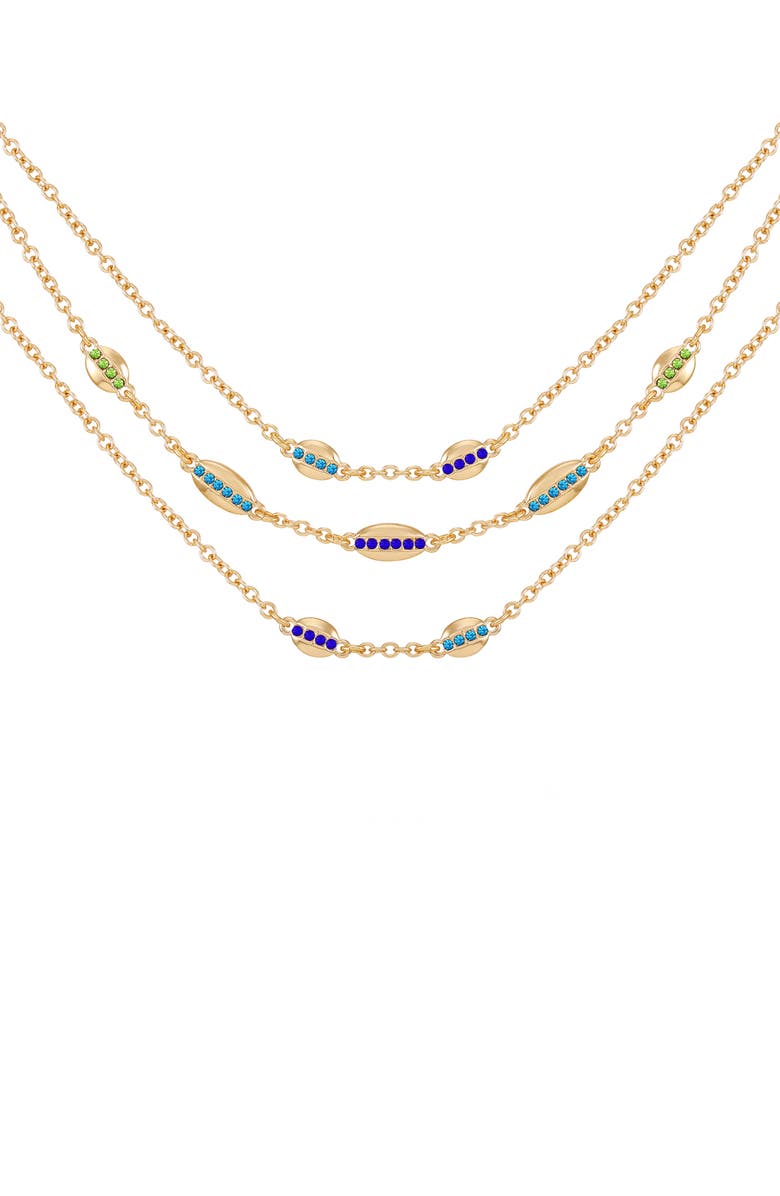 Vince Camuto Crystal Layered Chain Choker Necklace, Alternate, color, Gold Tone
