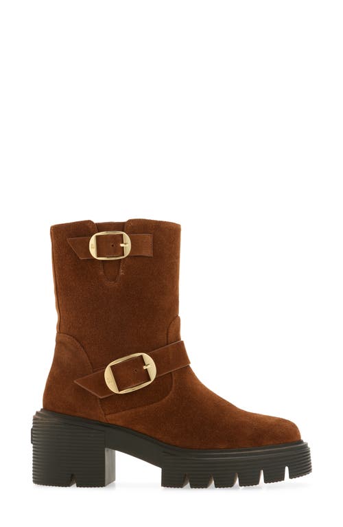 Stuart Weitzman Soho Moto Bootie In Brown
