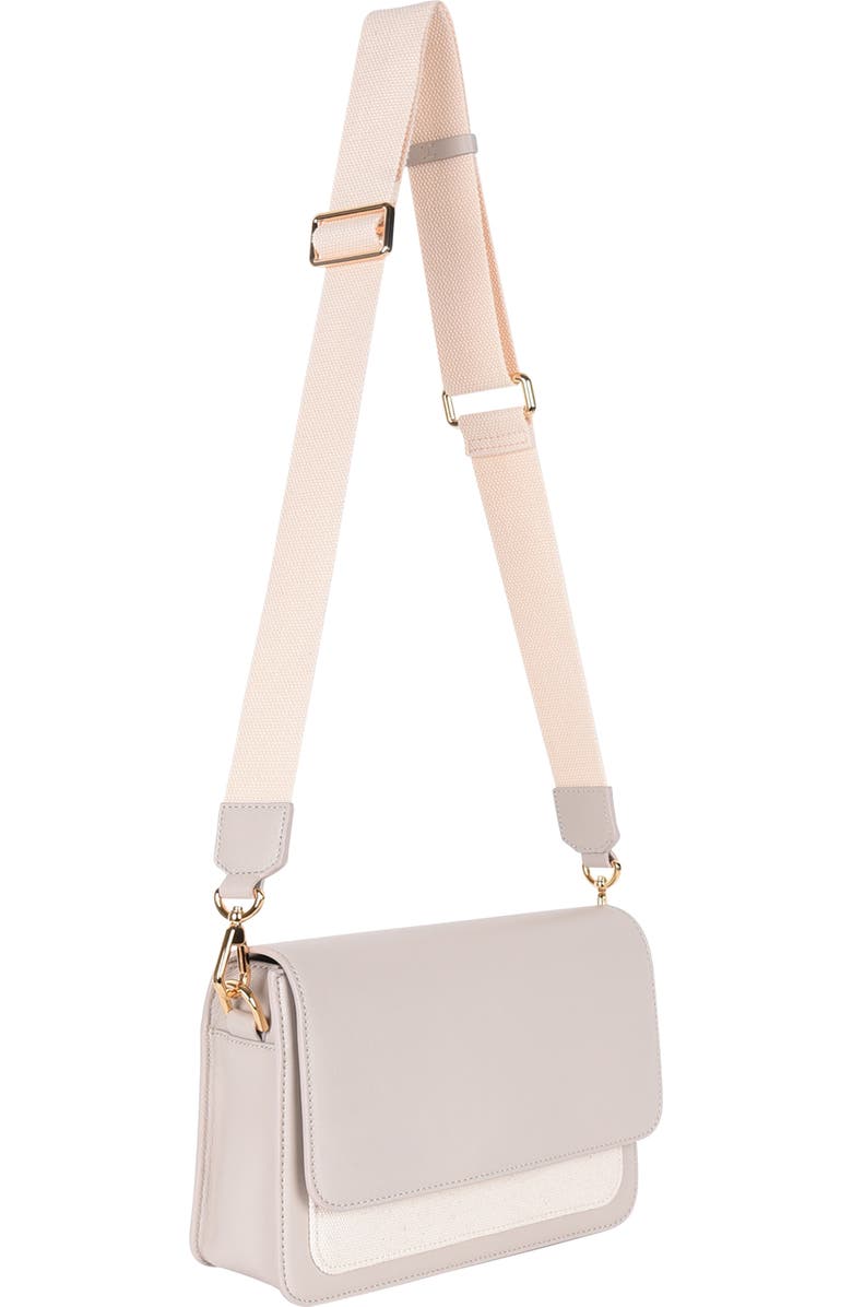 HYER GOODS Upcycled Leather and Canvas Convertible Crossbody Satchel, Alternate, color, Canvas/ Stone