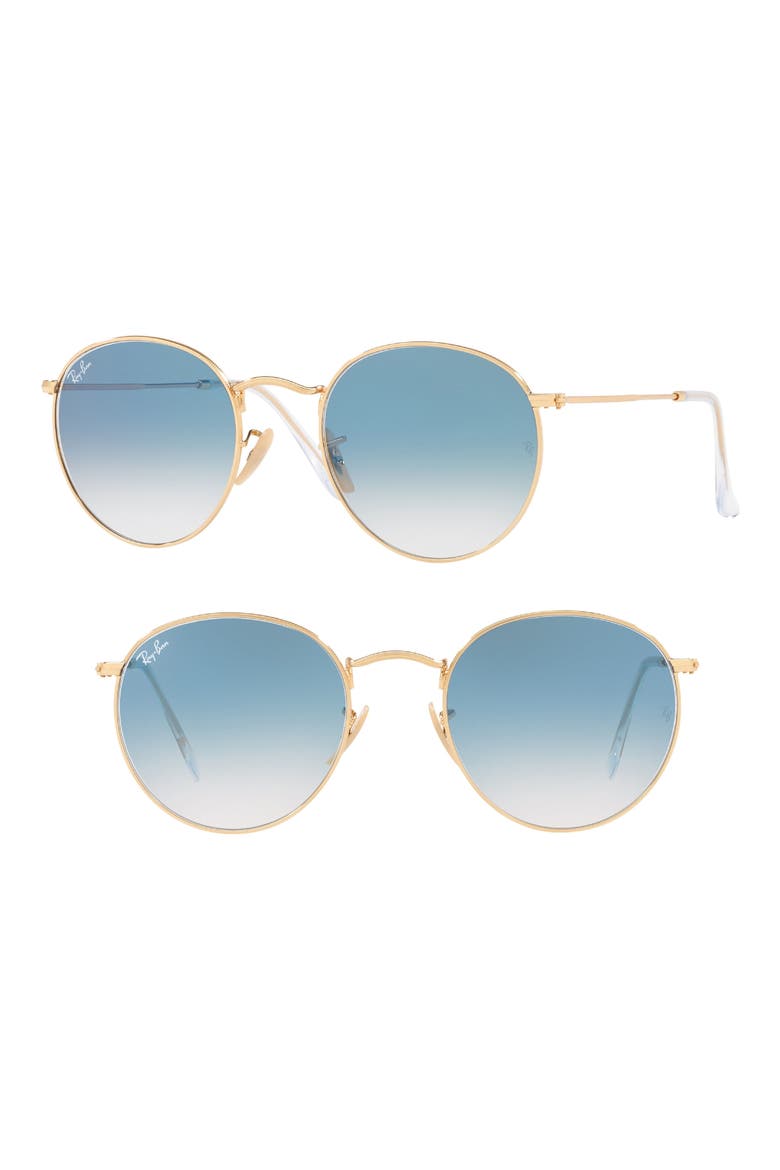 53mm Round Retro Sunglasses, Main, color, GOLD