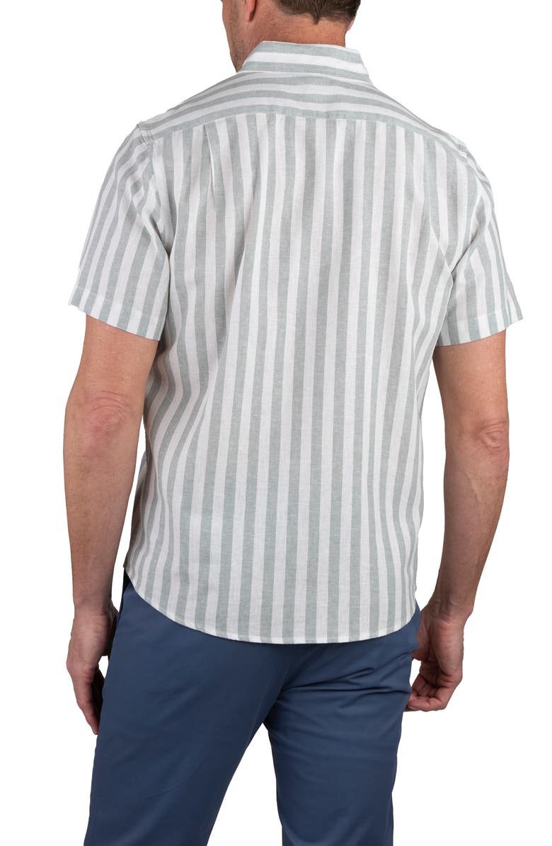 Tailor Vintage Stripe Short Sleeve Linen Button-Down Shirt, Alternate, color, 