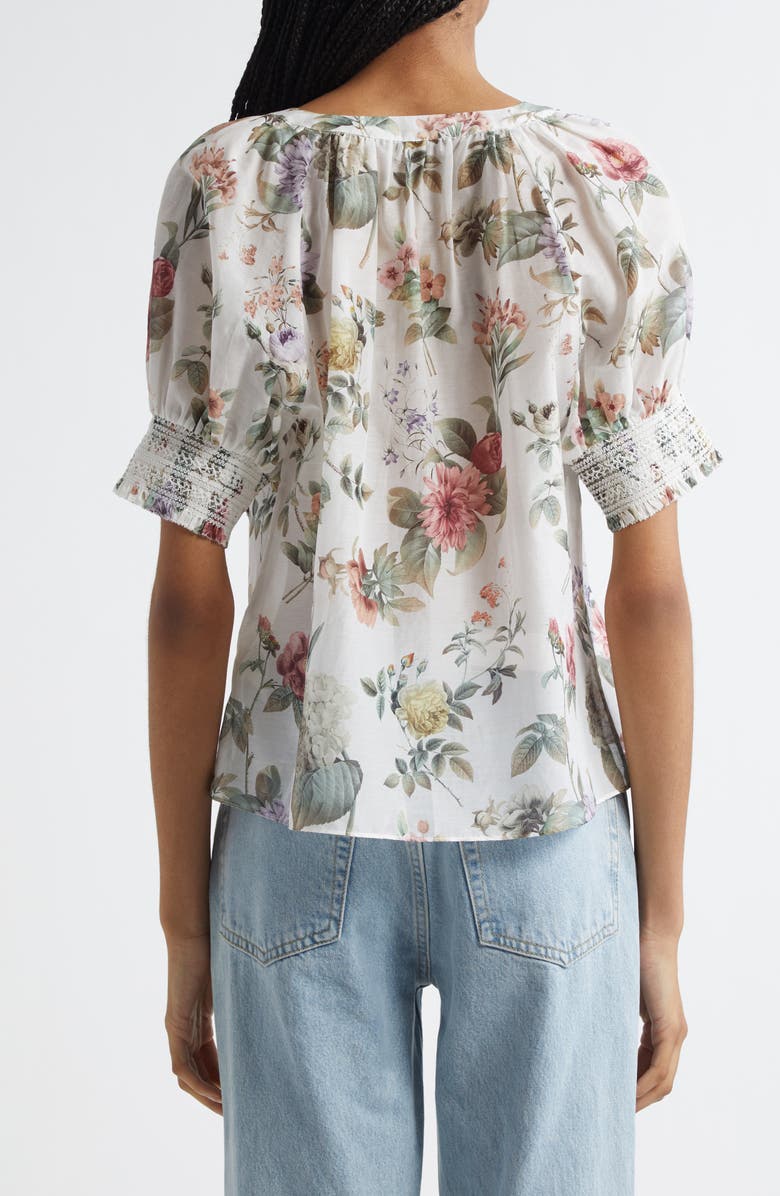 Alice + Olivia Thalia Floral Cotton & Silk Button-Up Top, Alternate, color, 