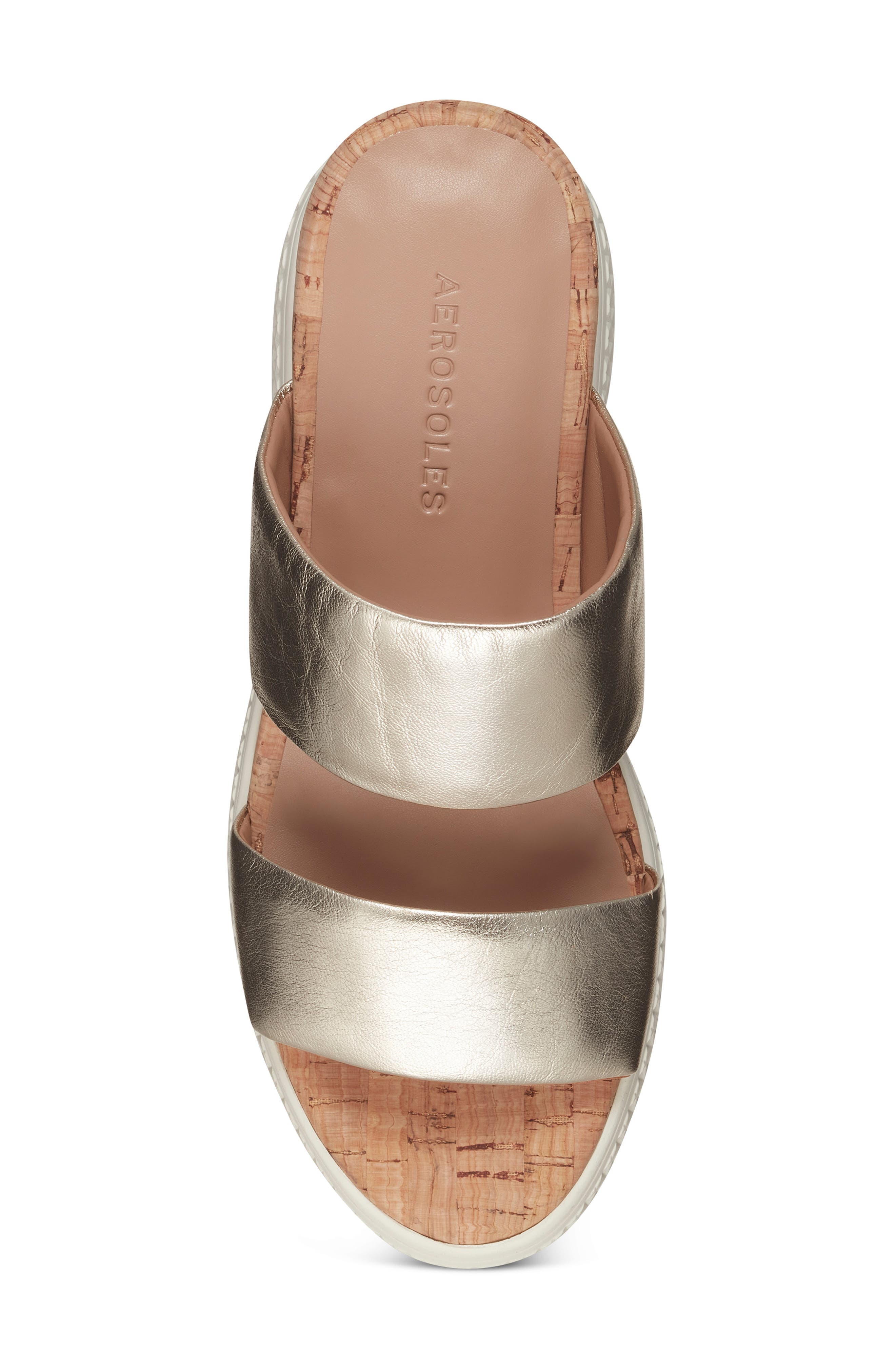 Zeff Wedge Slide Sandal, Alternate, color, GOLD METALLIC LEATHER