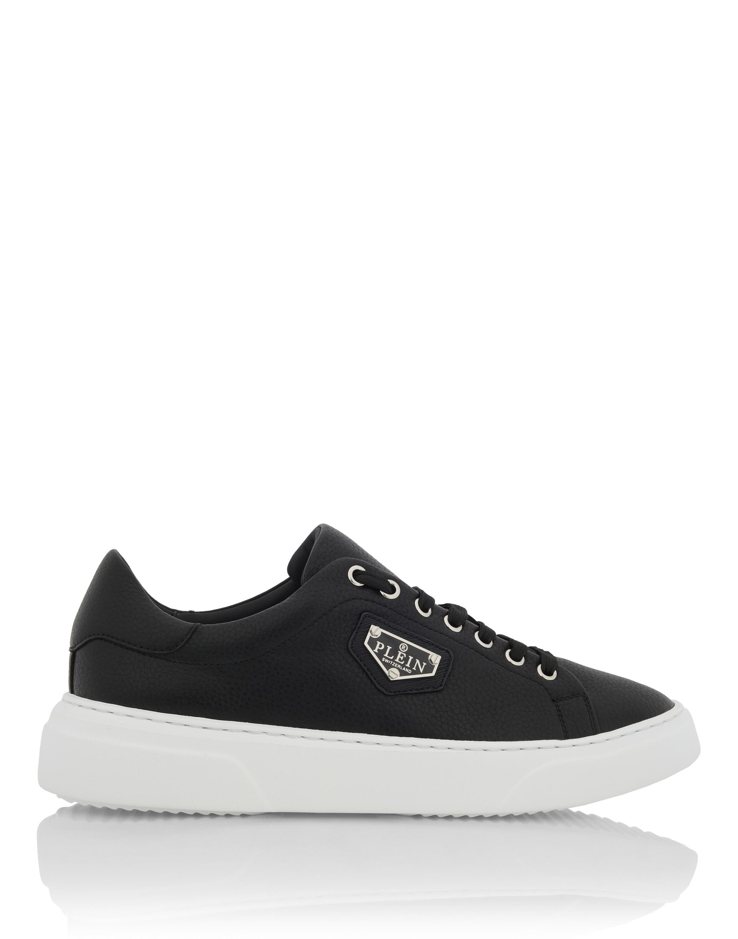 Leather Lo-Top Sneakers Iconic Plein Unisex, Alternate, color, black