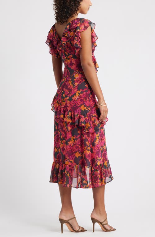 Chelsea28 Ruffle Tiered Chiffon Midi Dress In Multi
